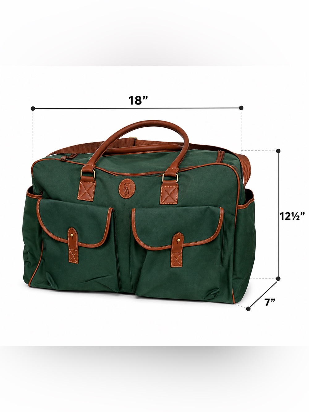 Vintage Polo Ralph Lauren Green Canvas Leather Trim 2-Piece Duffle Weekender Tra - Picture 4 of 9